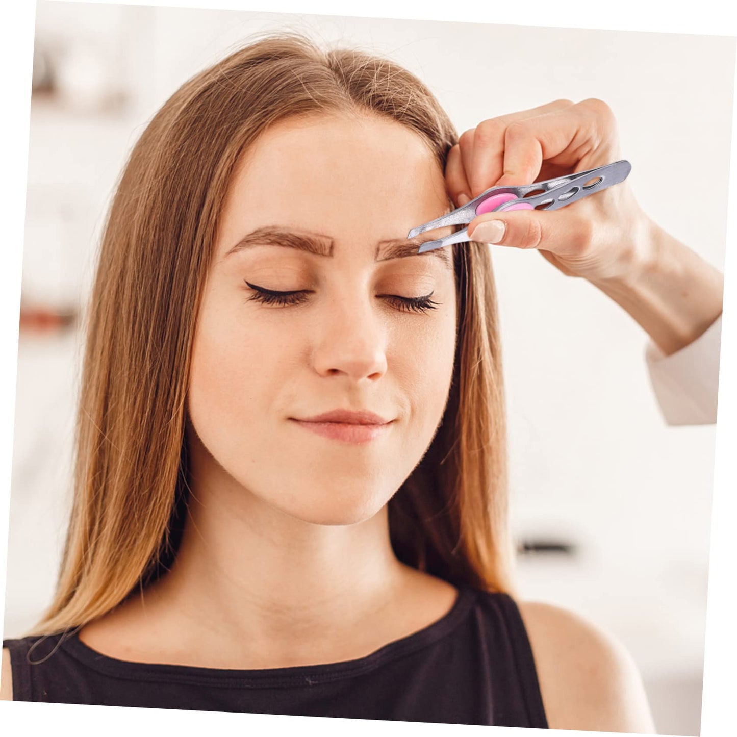 PartyKindom Stainless Steel Brow Tweezers 4pcs Set Eyebrow Clamps for Easy Plucking Grooming Rubber Buckle Beauty and Personal Care PartyKindom
