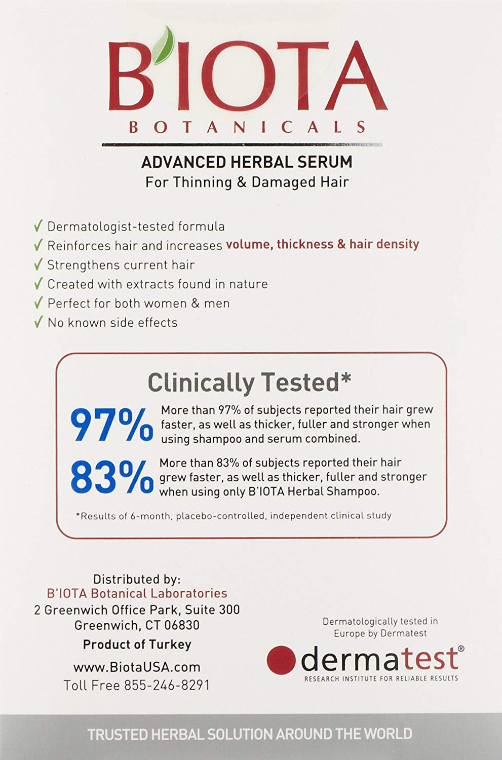 BIOTA BOTANICALS ADVANCED HERBAL CARE LEAVE-IN SERUM,12 count ,0.34 oz. Beauty & Personal Care Biota