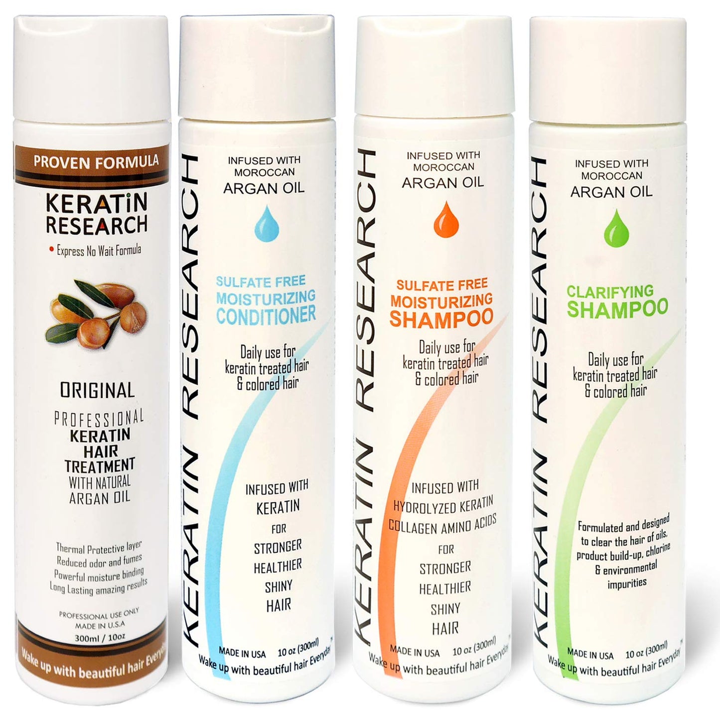 Complex Brazilian Keratin Blowout Straightening Smoothing Hair Treatment 4 Bottles 300ml Kit Includes Sulfate Free Shampoo Conditioner set by Keratin Beauty & Personal Care KERATIN RESEARCH