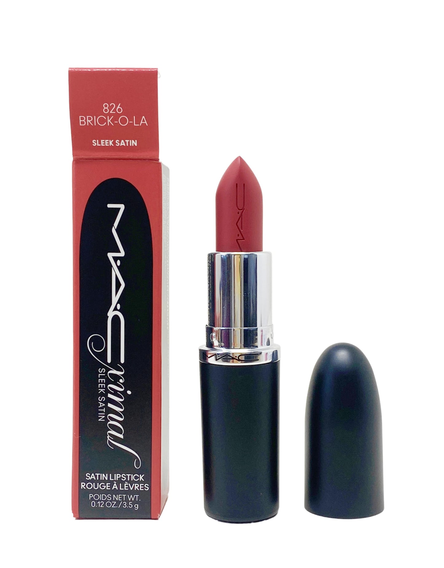 MAC Cosmetics Ximal Sleek Satin Lipstick - 826 Brick-O-La (Warm dusty rose) 0.12 Oz / 3.5 g Beauty & Personal Care MAC