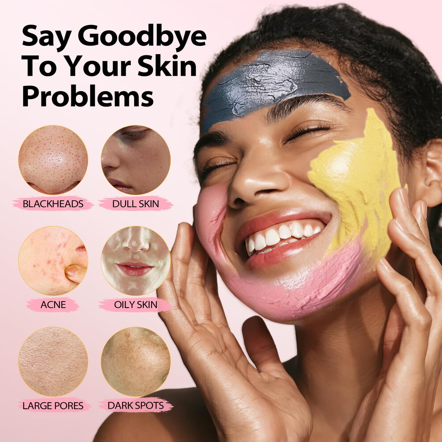 YLNALO Stocking Stuffers for Women 3 Pcs Clay Facial Mask Set - Turmeric Vitamin C, Dead Sea and Himalayan Clay Skin Care Mask for Deep Cleansing Beauty & Personal Care YLNALO