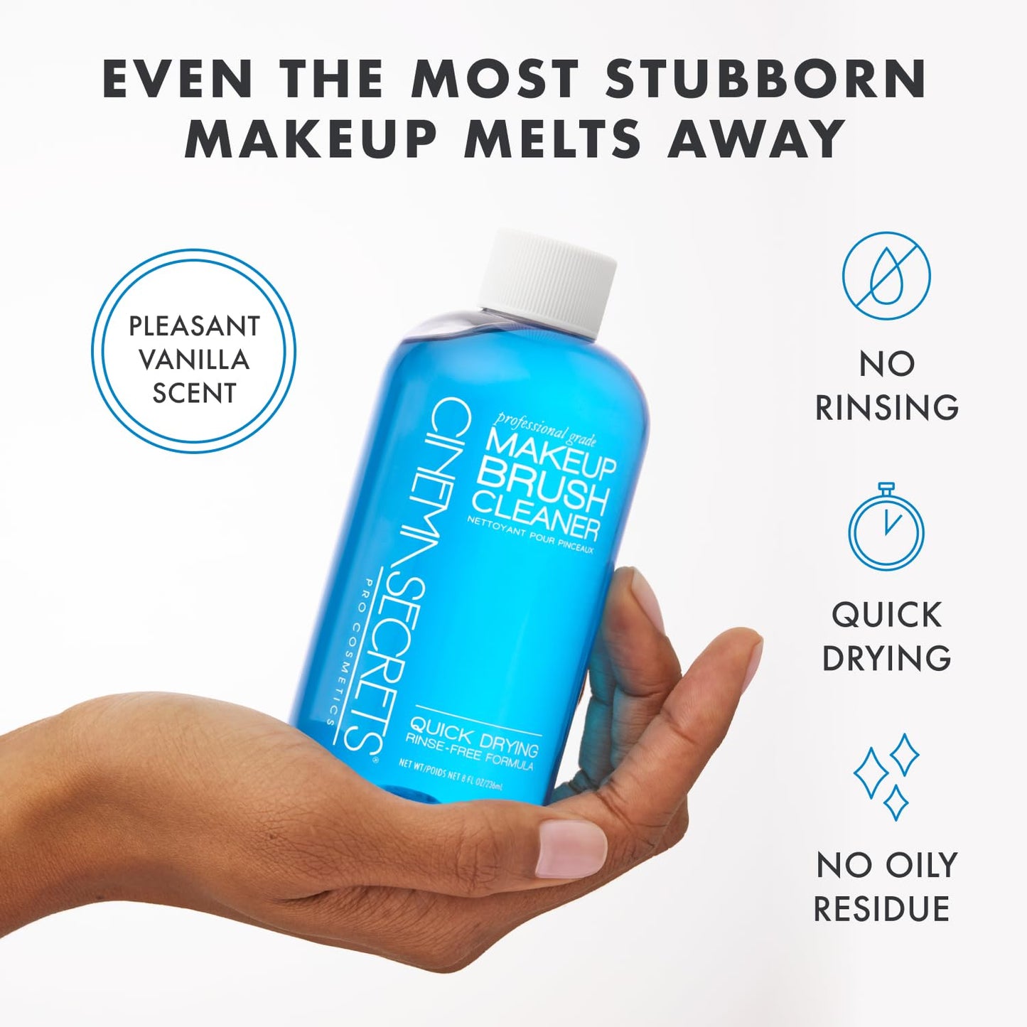 Cinema Secrets Original Blue Vanilla Makeup Brush Cleaner Solution - Professional Cleanser for Makeup Brushes - Quick-Drying, Rinse-Free Formula Beauty & Personal Care CINEMA SECRETS
