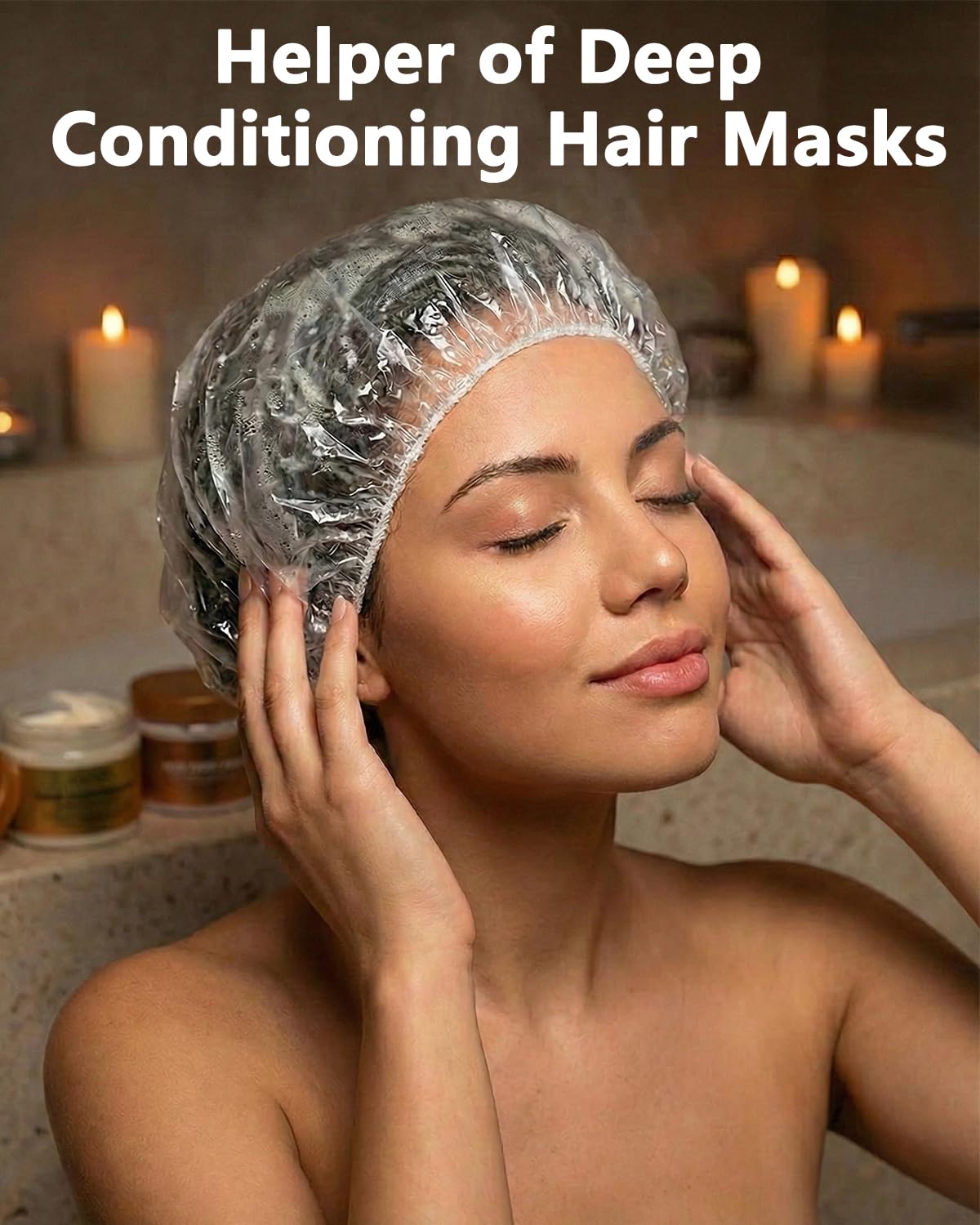 Aquior Shower Cap Disposable,100 PCS Bath Caps Large Thick Clear Waterproof Plastic Elastic Hair Bath Caps for Women Deep Conditioning Hair Care Hotel Beauty & Personal Care Aquior