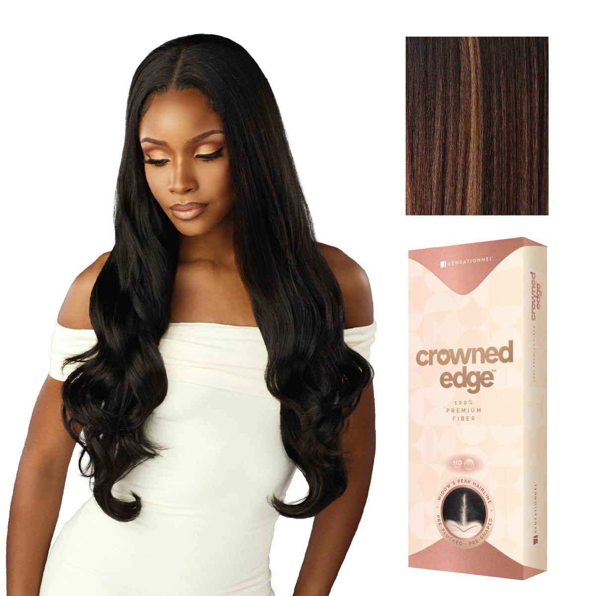 Sensationnel Crowned Edge Widow's Peak Wig -Euro Body 28,BALAYAGECHOCOLATE