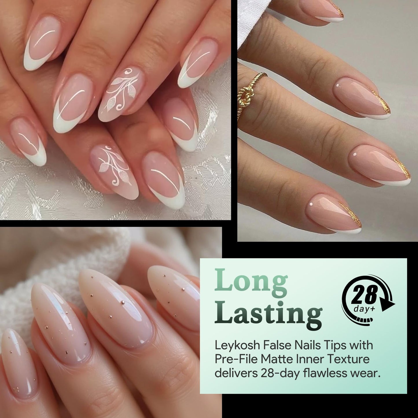 Leykosh Short Almond Nail Tips, 15 Sizes 240 PCS Clear Acrylic Soft Fake Nails Gel Nail Tips, Full Cover Pre-Shaped Matte Long Lasting Press on Nails Beauty and Personal Care LEYKOSH
