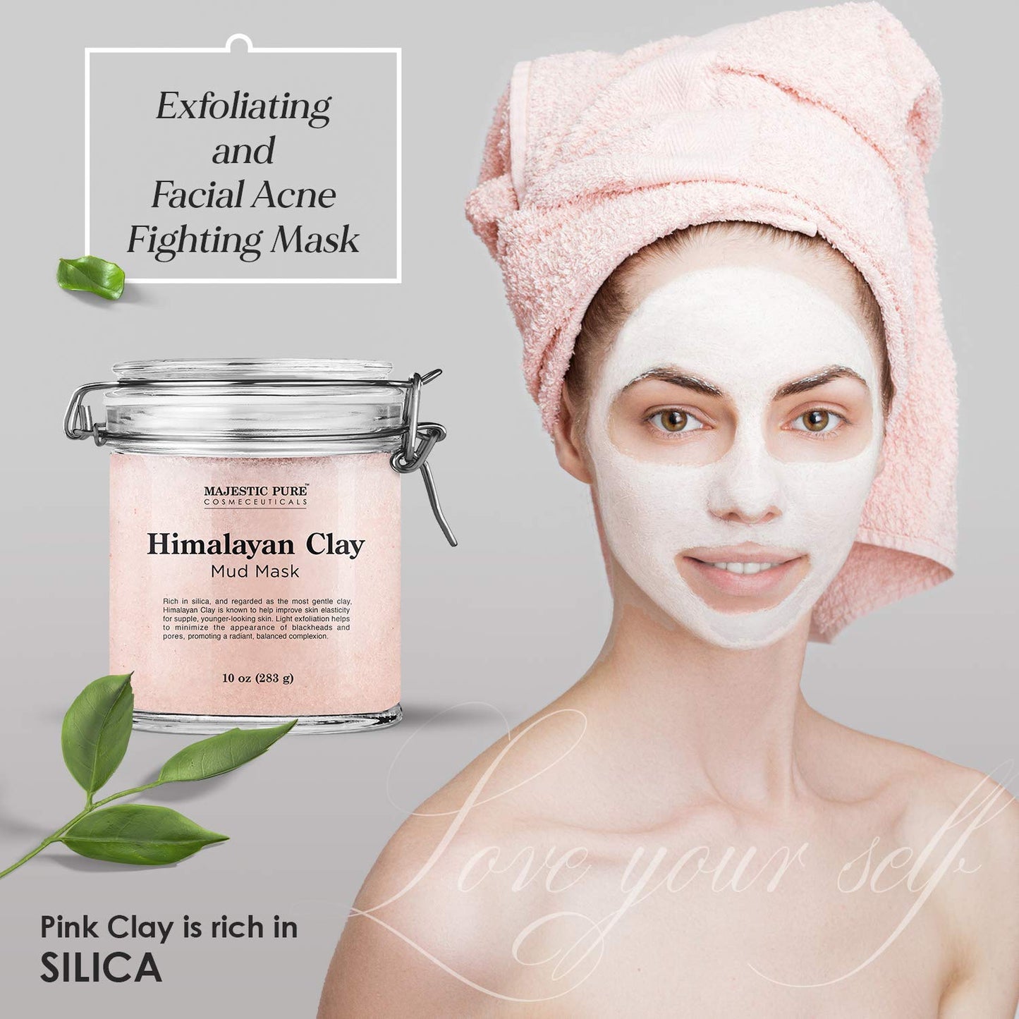 Majestic Pure Himalayan Clay Mud Mask for Face and Body Exfoliating and Facial Acne Fighting Mask - Reduces Appearance of Pores, 10 oz Beauty & Personal Care Majestic Pure