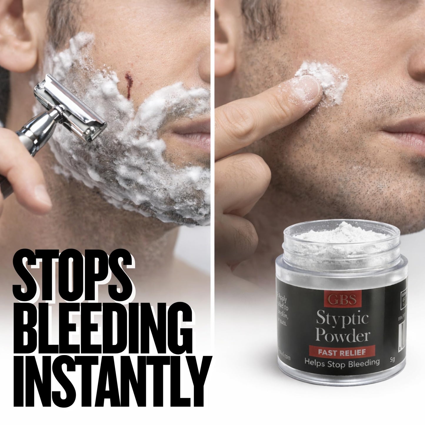 Styptic Powder Jars - Professional Grooming First Aid for Shaving Nicks, Razor Cuts & Razor Burn - Quick Healing Blood Stop Powder, 3 Pack (.18 oz Beauty and Personal Care G.B.S