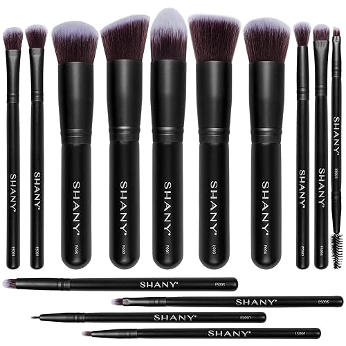 SHANY Makeup Brushes - Black Bombshell - 14-Piece Brush Set - Foundation Powder Concealers Eye Shadows Makeup brushes - Complete Kabuki Makeup Brush Beauty & Personal Care SHANY