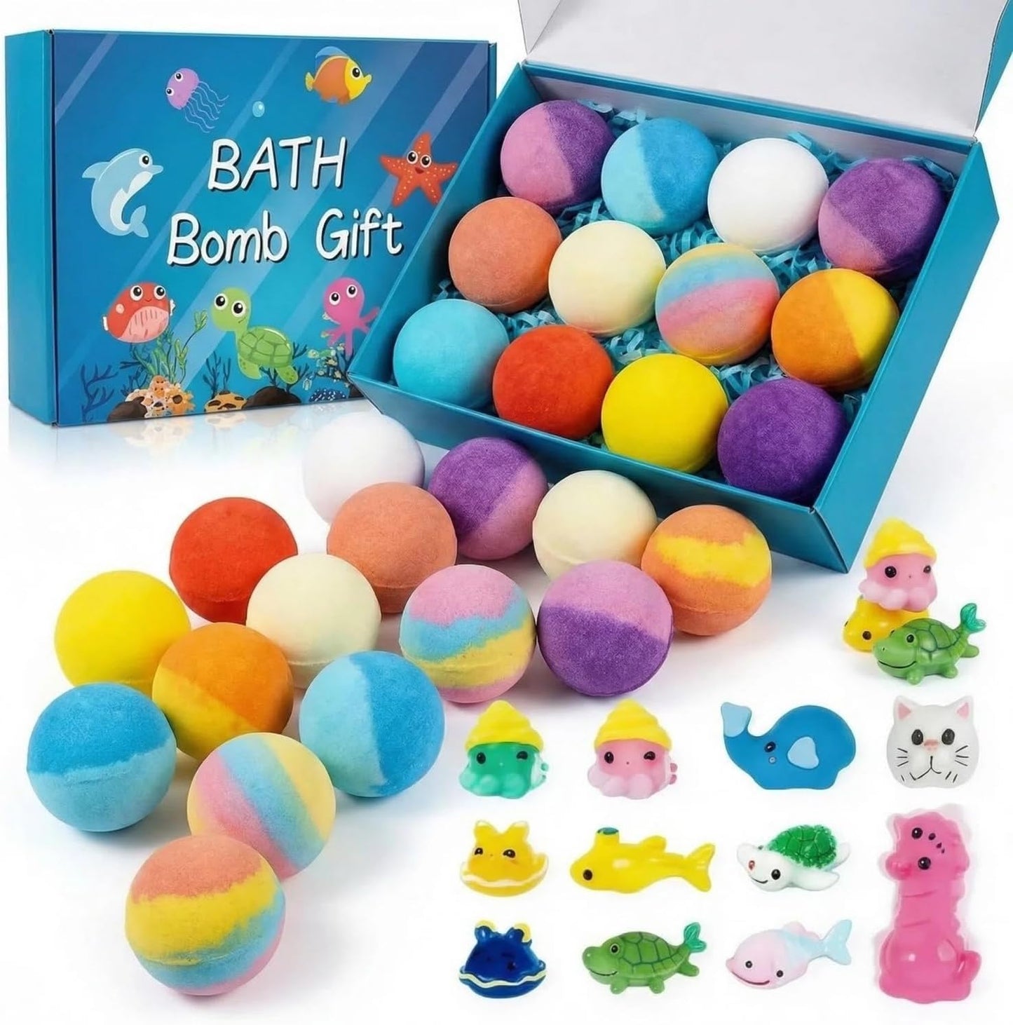 2026 New Natural Bath Bombs for Kids with Mega Bubbles & Surprise Inside, 12/24 Pack Natural Colorful Bubble Fizzies with Toys Inside, Easter Basket Beauty and Personal Care marouen