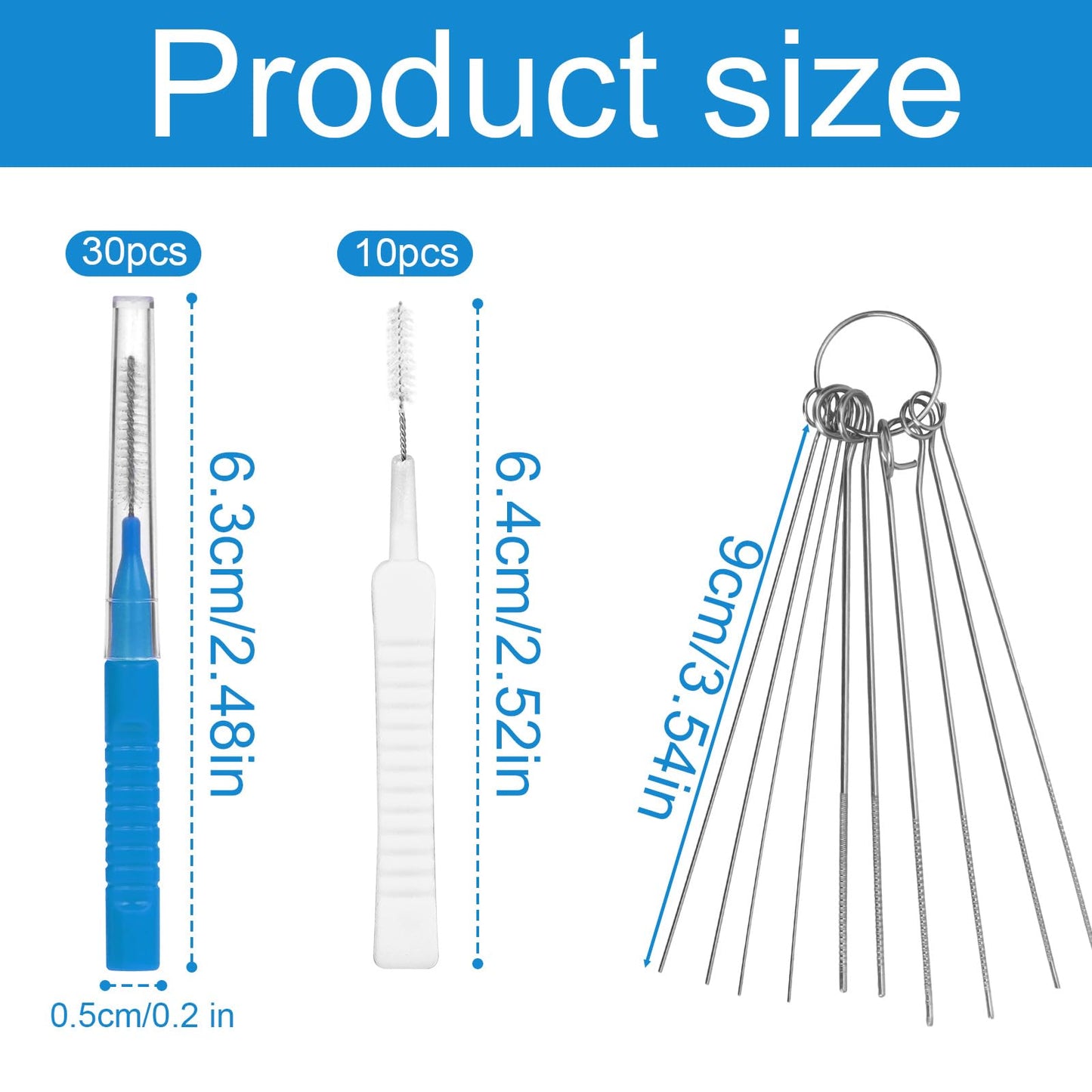 30pcs Shower Head Cleaner, 2 Styles Shower Head Cleaner Brushes & 10 Multi-Size Unclogging Needles Showerhead Cleaning Picks Brush Tool for Small Beauty and Personal Care lasuroa