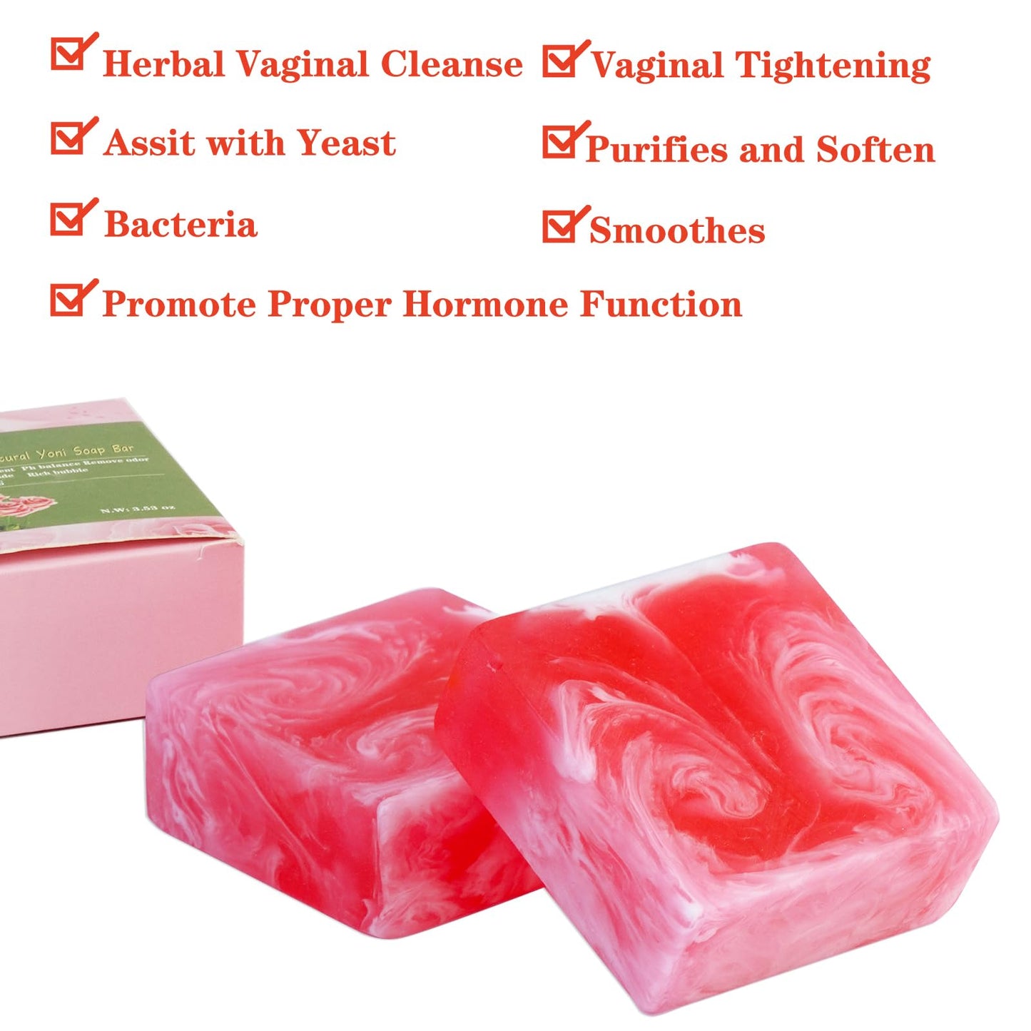 2 PCS Yoni Soap Bars for Women, 100% Handmade Natural PH Balanced & V Cleansing Soap for Women, All Natural Odor Remover with Bubble Foam Net, Yoni Beauty & Personal Care Shibarcle