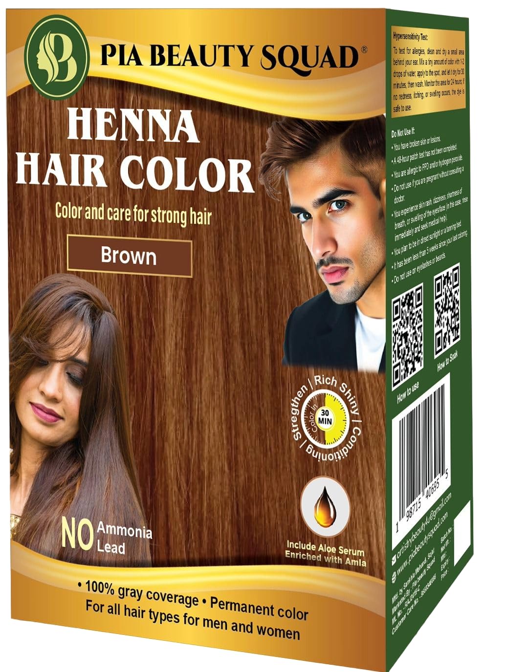 PIA Beauty Henna Hair Color Kit - Black - 30 Minute Ayurvedic Hair Dye with Serum - 100% Grey Coverage |Color mix+ Shine Serum | For Men & Women Beauty & Personal Care Pia beauty squad