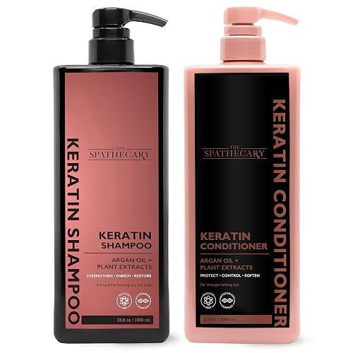 THE SPATHECARY Keratin Shampoo & Conditioner Set with Argan Oil & Plant Extracts - Strengthening & Smoothing Hair Care Duo for Dry Damaged Hair, Frizz Beauty & Personal Care THE SPATHECARY