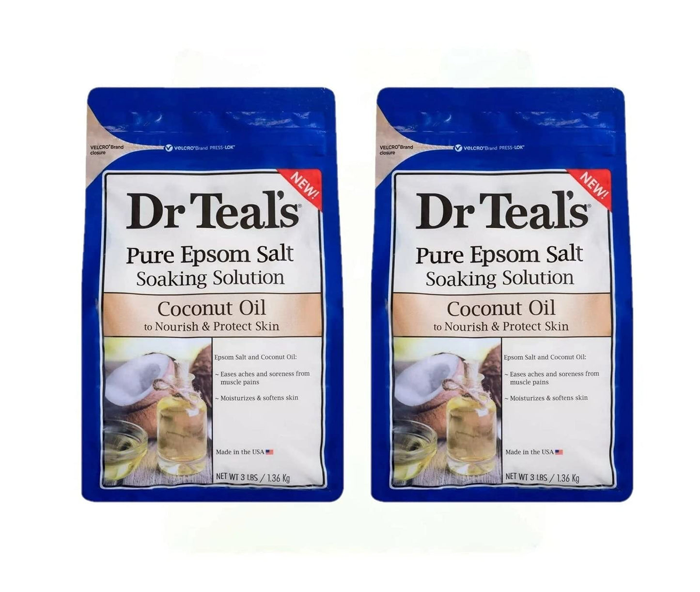 Dr Teals Coconut Oil Soaking Solution Mothers Day Gift Set (2 Pack, 3 lb. ea.) - Essential Oils Nourish & Protect Dry, Damaged Skin - Relieve Stress Beauty and Personal Care Dr Teal's