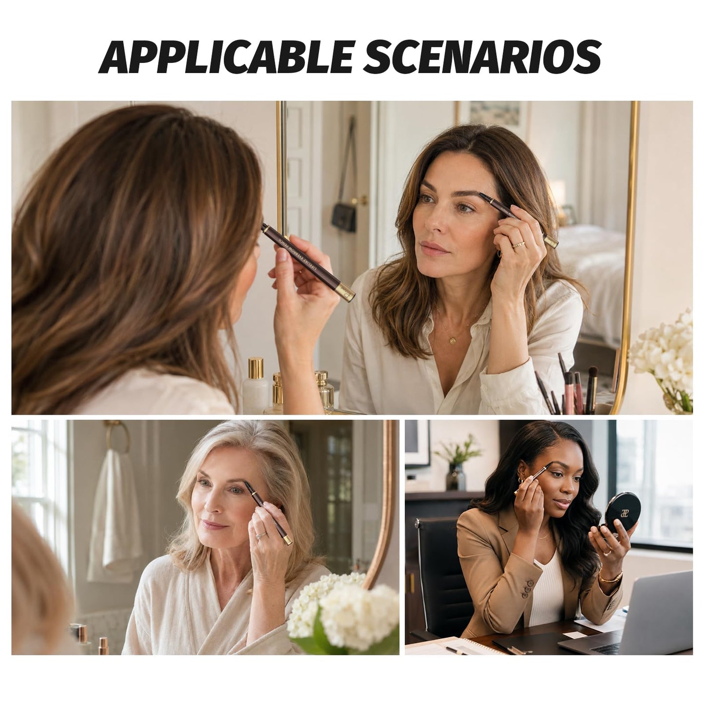 2 Pack 4-Tip Microblading Eyebrow Pen with 2 Brow Brushes, Waterproof Vegan Formula Eyebrow Pencils for Women to Effortlessly Create Natural Hair-Like Beauty and Personal Care Espoce