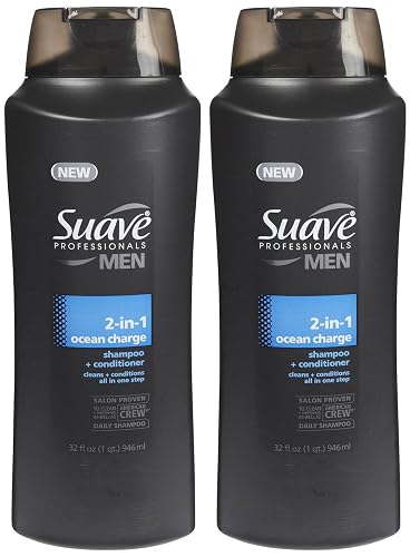 Suave Men 2 in 1 Shampoo and Conditioner, Ocean Charge, 28 Fl Oz (Pack of 2) Beauty & Personal Care Suave