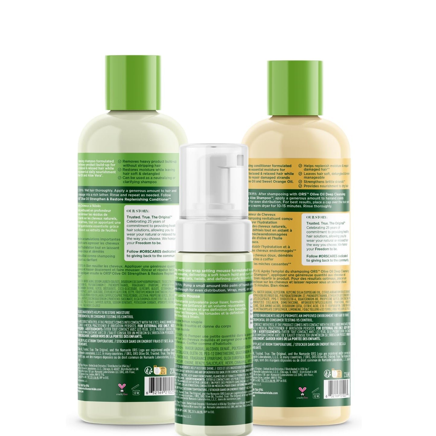 ORS Olive Oil Shampoo, Conditioner & Wrap Set Mousse with Aloe Vera, Orange & Coconut Oil for Healthier Hair (3 Piece Set) Beauty & Personal Care ORS