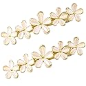 HINZIC 2 Pcs 2.64inch Flower Opal Hair Clips Gold Sparkly Wedding Barrettes Fancy Hair Pins Valentines Wedding Prom Engagement Birthday Decorative Beauty & Personal Care HINZIC