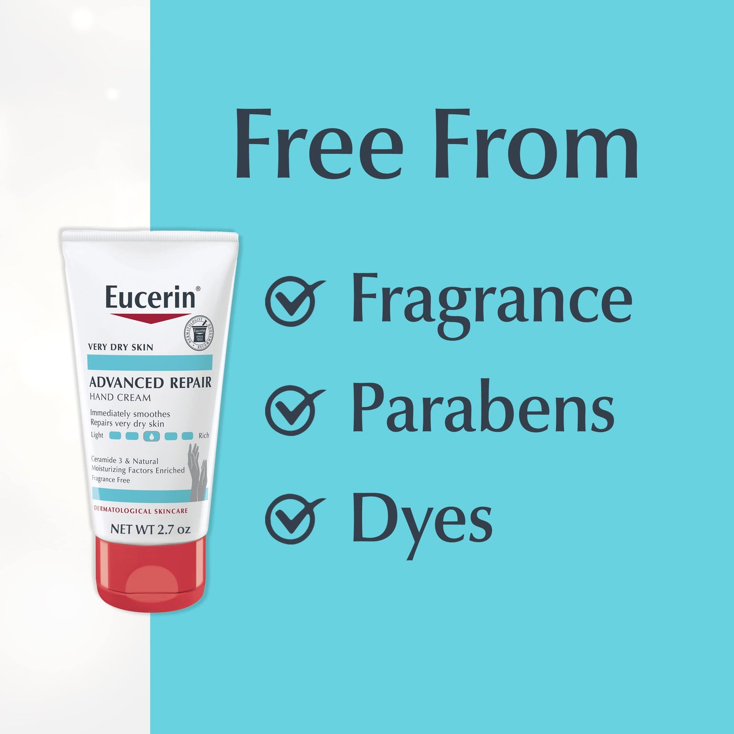 Eucerin Advanced Repair Hand Cream, Soothes and Repairs Very Dry Skin, Fragrance Free, Non Greasy, Fast Absorbing, Travel Size Hand Lotion, Holiday Beauty & Personal Care Eucerin