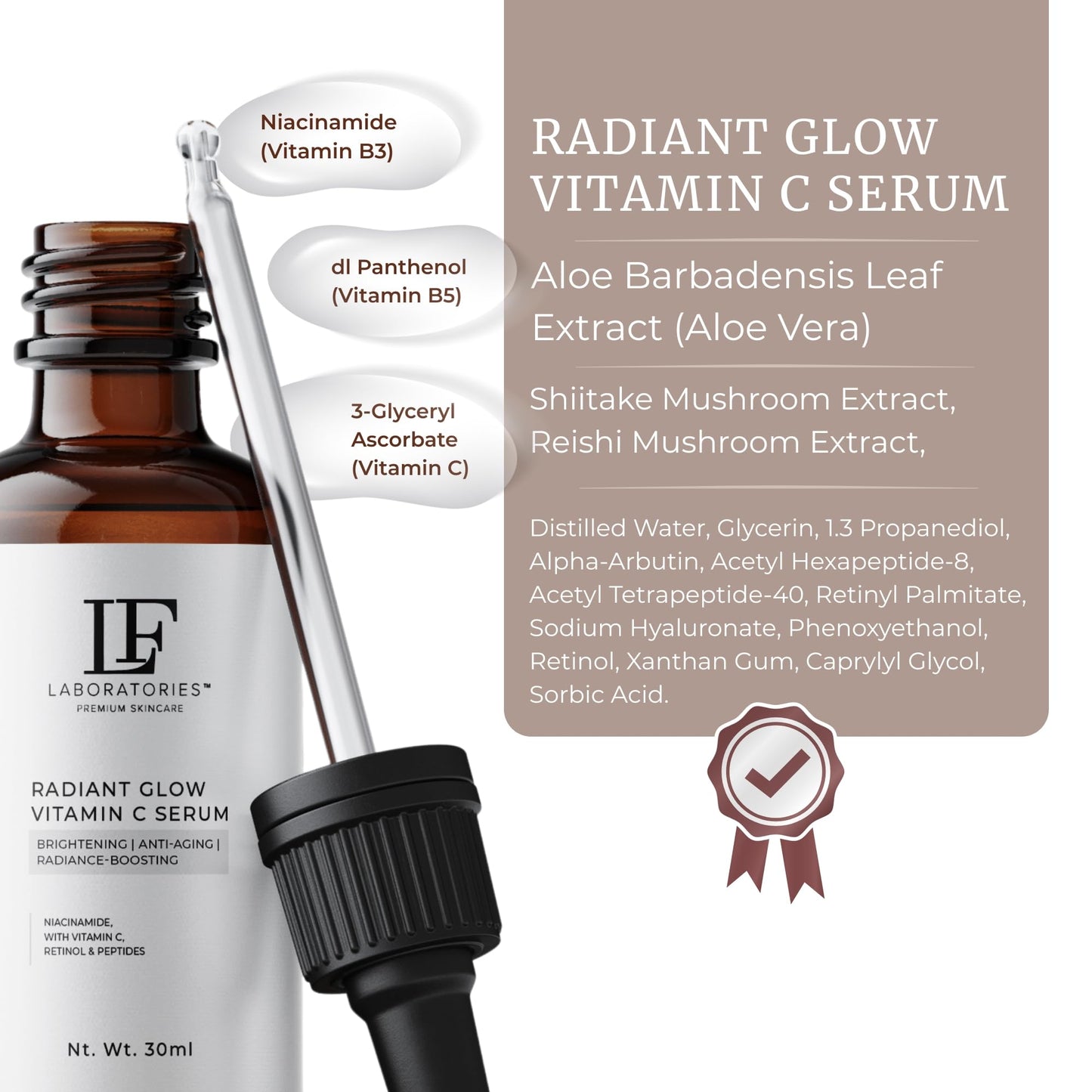 LF Laboratories Radiant Glow Vitamin C Serum with Retinol, Peptides, Niacinamide & Hyaluronic Acid - Brightening & Anti-Aging Face Serum for Dark Beauty & Personal Care LF Laboratories