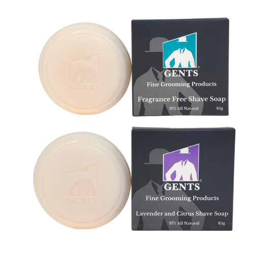 GENTS Natural Fragrance Free & Lavender Citrus Shaving Soap with Shea Butter for Sensitive Skin Shave Soap for Men (Pack of 2) Beauty and Personal Care G.B.S
