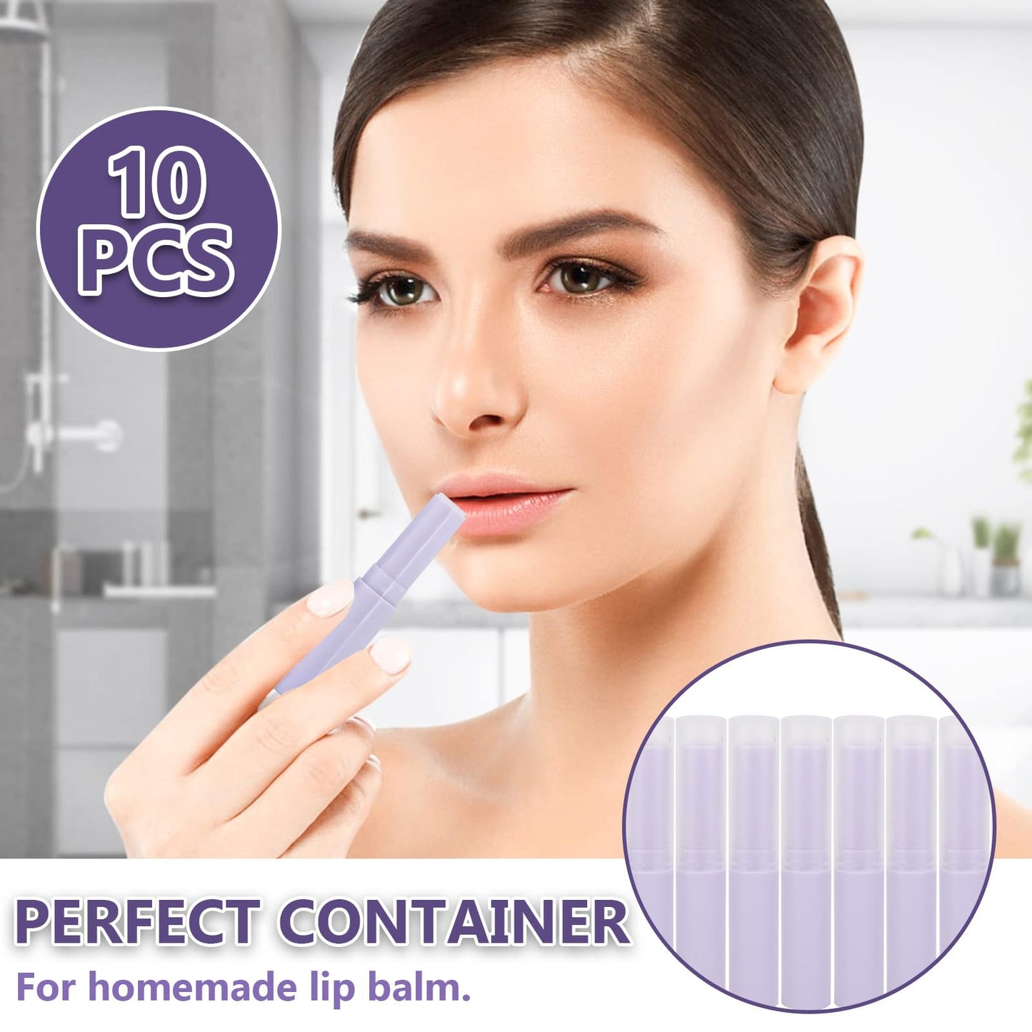 Milltrip Lip Balm Tube, 10pcs Empty Lip Balm Tube Lip Gloss Container DIY Lipstick Making Accessory for DIY Cosmetic (10# lipstick tube [purple]) Beauty and Personal Care Milltrip
