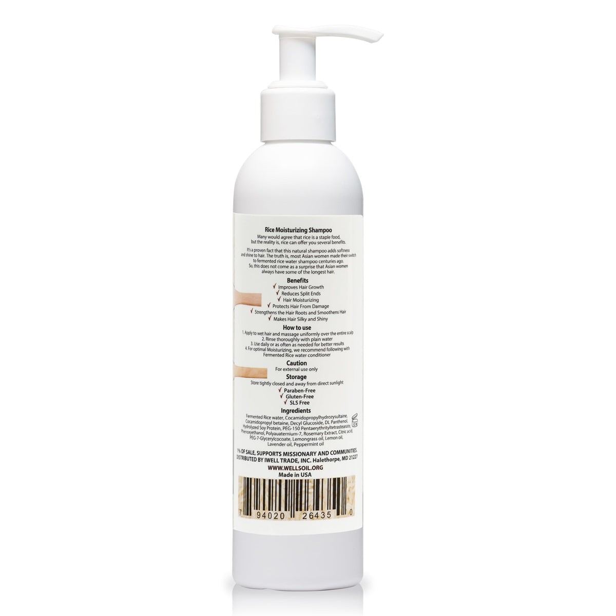 Well's Oil Fermented Rice Water Shampoo (8 Fl Oz) - For Hair Growth and Scalp Care | Thickening, Nourishing & Strengthening | With Natural Essential Beauty & Personal Care Well's Oil