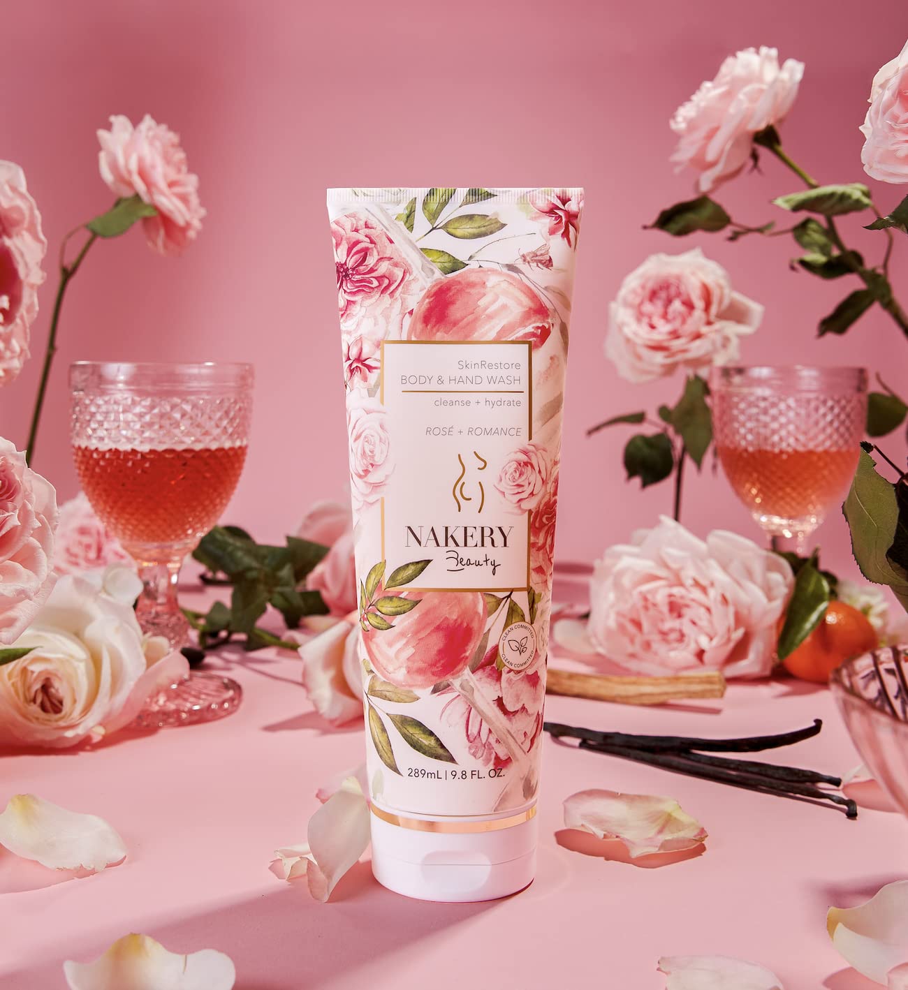 Nakery SkinRestore Body + Hand Wash | Ultra-Foaming | Reinvigorates the Skin | Sulfate-Free (Rosé + Romance) Beauty & Personal Care Nakery