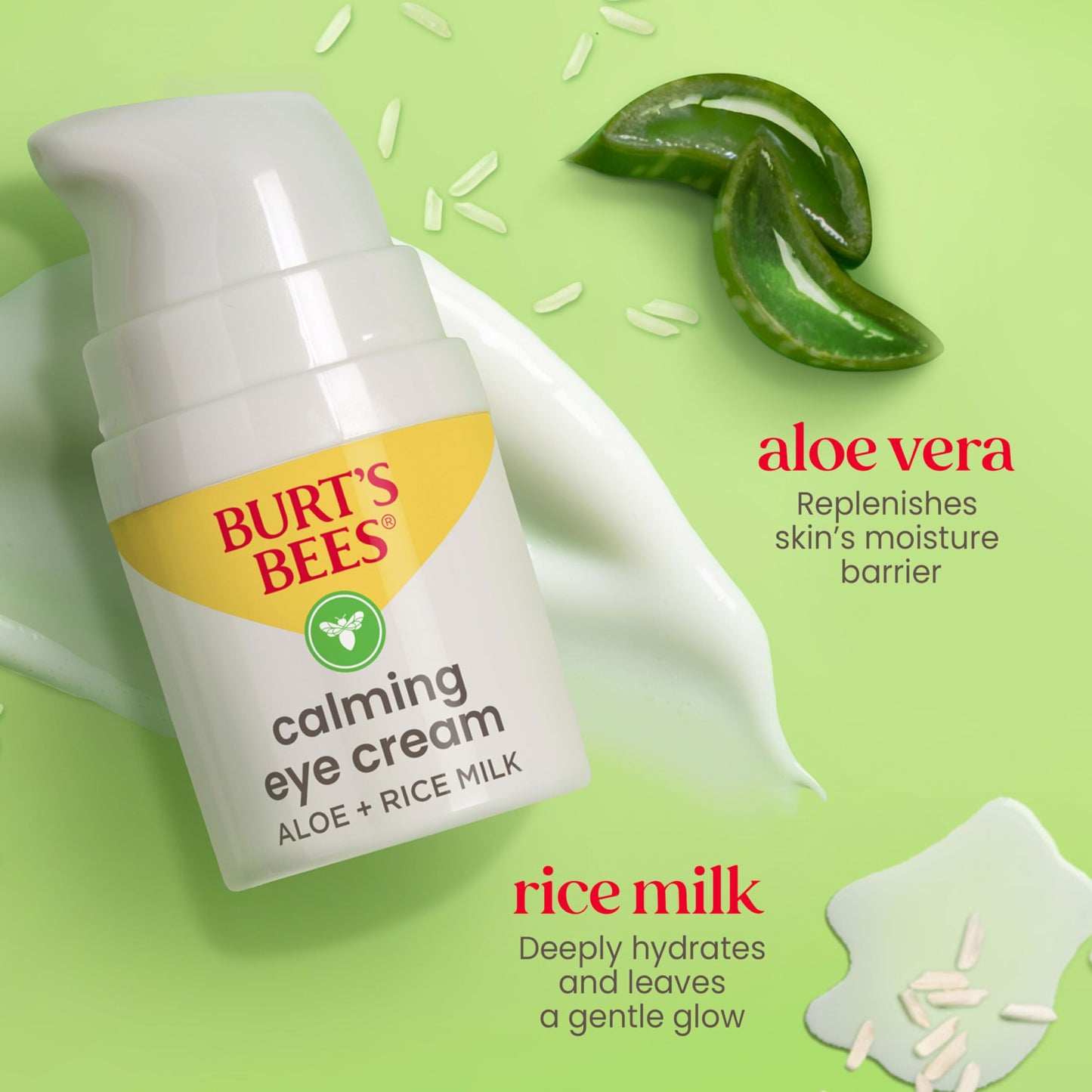 Burt's Bees Calming Eye Cream With Aloe and Rice Milk, Moisturizes Without Causing Redness or Irritation, 98.7 Percent Natural Origin Skin Care, 0.5 Beauty & Personal Care Burt's Bees