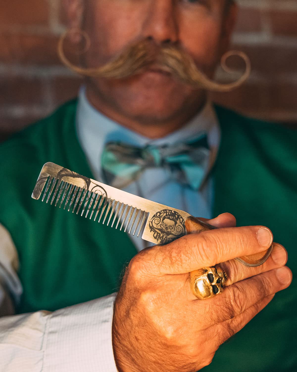 Death Grip Steel Metal Handcrafted Wood Handle Hair Comb | Perfect for Styling Pompadour | Men's Beard & Handlebar Mustache - Small Comb Not A Brush Beauty & Personal Care Death Grip