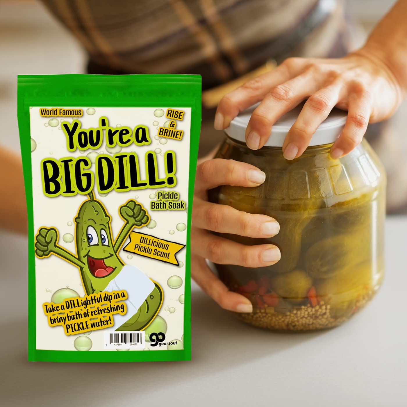 Big Dill Pickle Bath Soak - Fresh Dill Pickle Scent Bath Salts for Kids - Weird Spa Gift for Pickle Lovers, Funny Christmas Stocking Stuffers, Unisex Beauty and Personal Care Gears Out