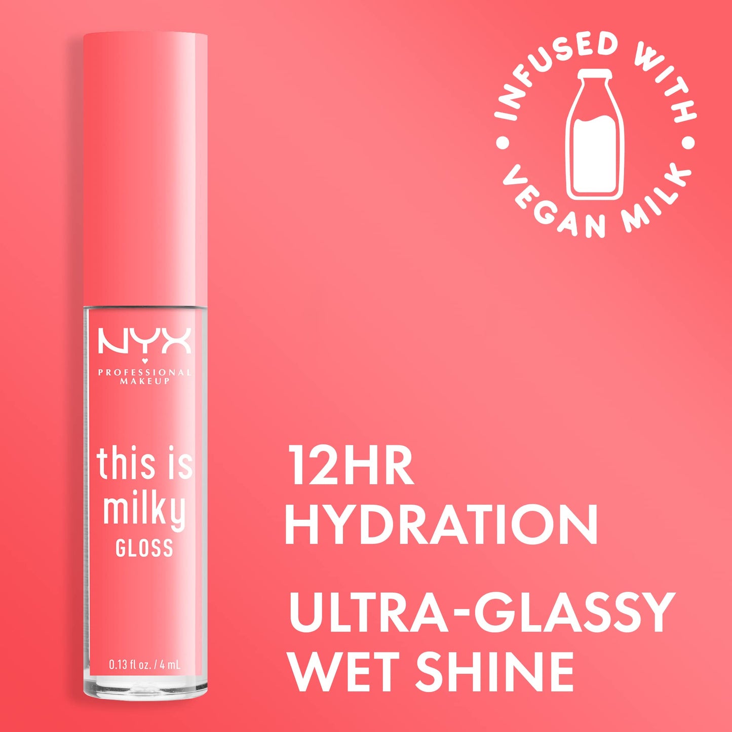 NYX PROFESSIONAL MAKEUP This Is Milky Gloss, Vegan Lip Gloss, 12 Hour Hydration - Moo-dy Peach (Sheer Coral) Beauty & Personal Care NYX PROFESSIONAL MAKEUP