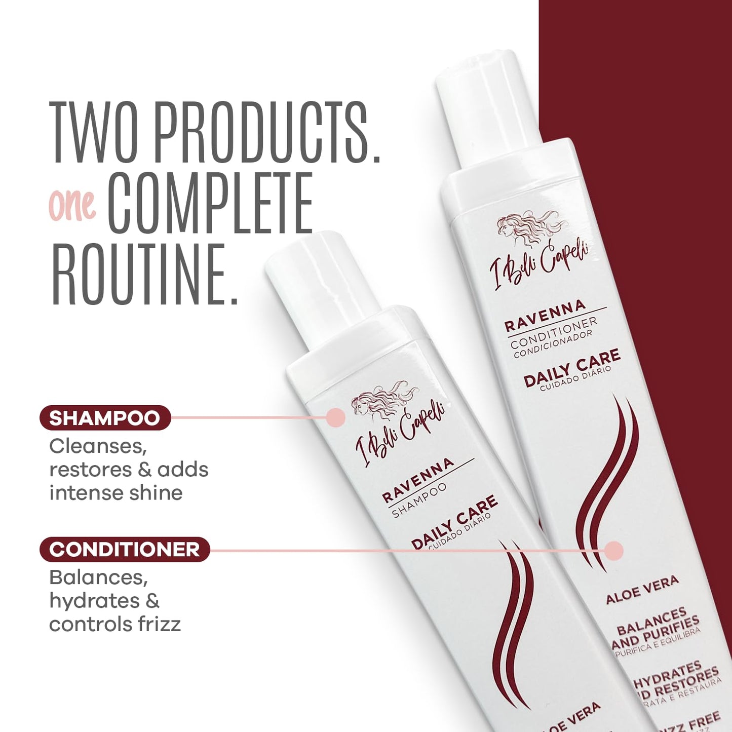 Ravenna Aloe Vera Shampoo & Conditioner Set - Paraben-Free, Deep Moisture, Breakage Reduction for Dry, Damaged & All Hair Types, 2×300ml (10.1 fl oz Beauty & Personal Care I Belli Capelli