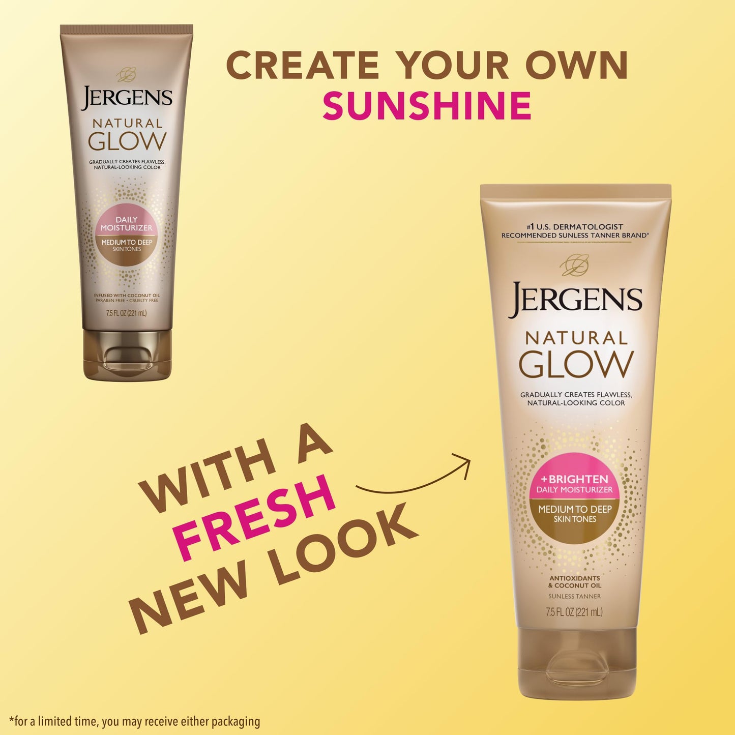 Jergens Natural Glow Self Tanner Body Lotion, Daily Sunless Tanning, Medium to Deep Skin Tone, Daily Moisturizer with Coconut Oil, Vitamin E Beauty and Personal Care Jergens