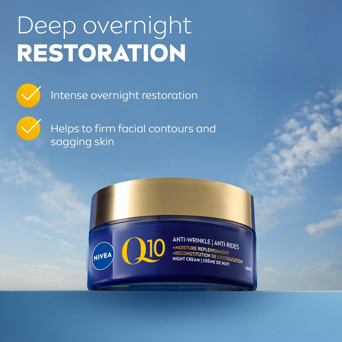 NIVEA Q10 Night Cream with Coenzyme Q10 and Organic Argan Oil - Advanced Overnight Facial Moisturiser for Deep Hydration, Skin Renewal and Radiant Beauty & Personal Care NIVEA