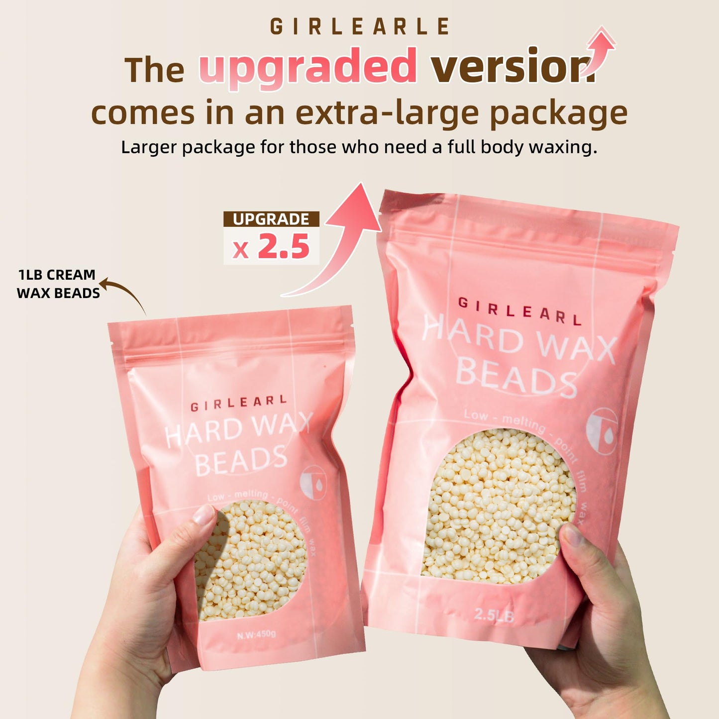 GIRLEARLE 2.5lb Wax Beads for Hair Removal, Brazilian Bikini Hard Wax for Sensitive Skin, Hard Wax beads Perfect for Full Body Eyebrow, Facial, Beard Beauty and Personal Care GIRLEARLE