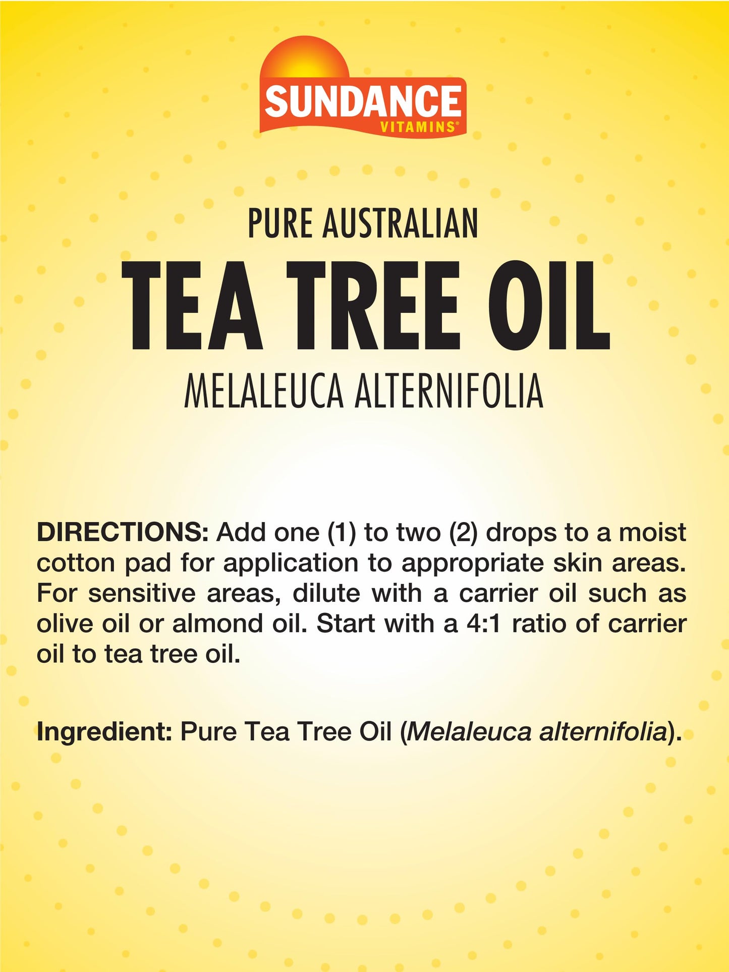 Sundance Australian Tea Tree Oil for Skin | 1 Fluid Ounce | Natural Pure Skin Aid | Melaleuca Alternifolia | Non-GMO and Gluten Free Beauty & Personal Care Sundance