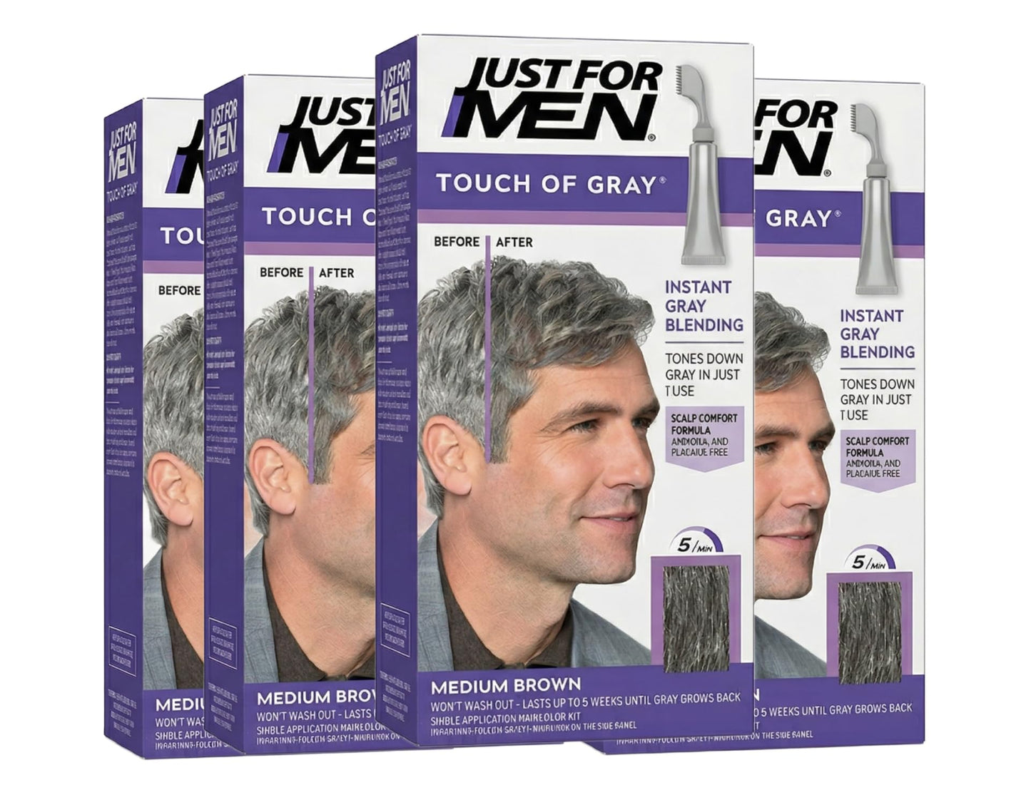 Just For Men Touch Of Gray Hair Treatment T-35 Medium Brown, 1 Each (Pack Of 4) Beauty & Personal Care Just for Men