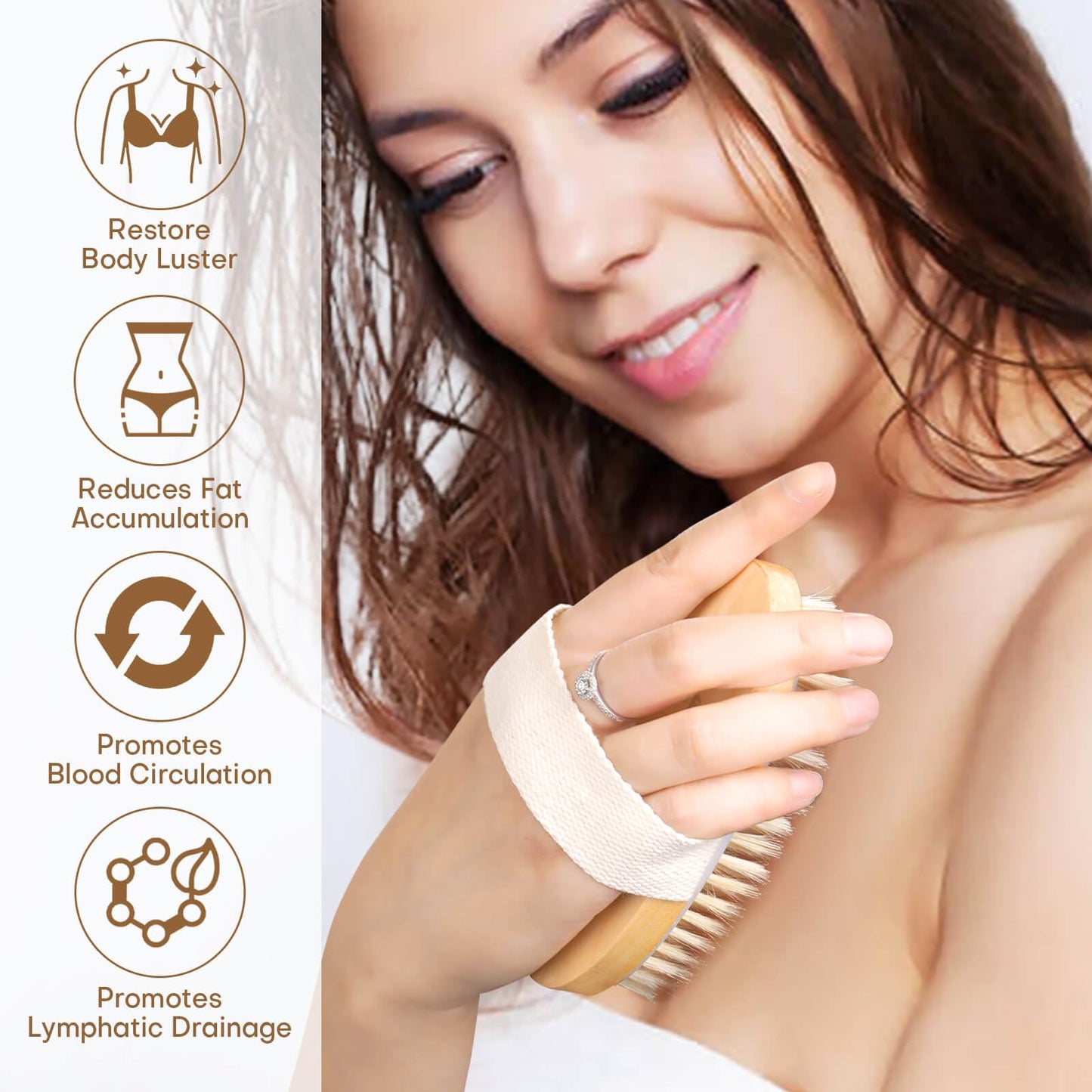 2 Pack Dry Brushing Body Brush, Natural Bristle Exfoliating Brush with Massage Nodes, for Lymphatic Drainage and Improving Skin Health and Reduces Beauty and Personal Care Bealihelp