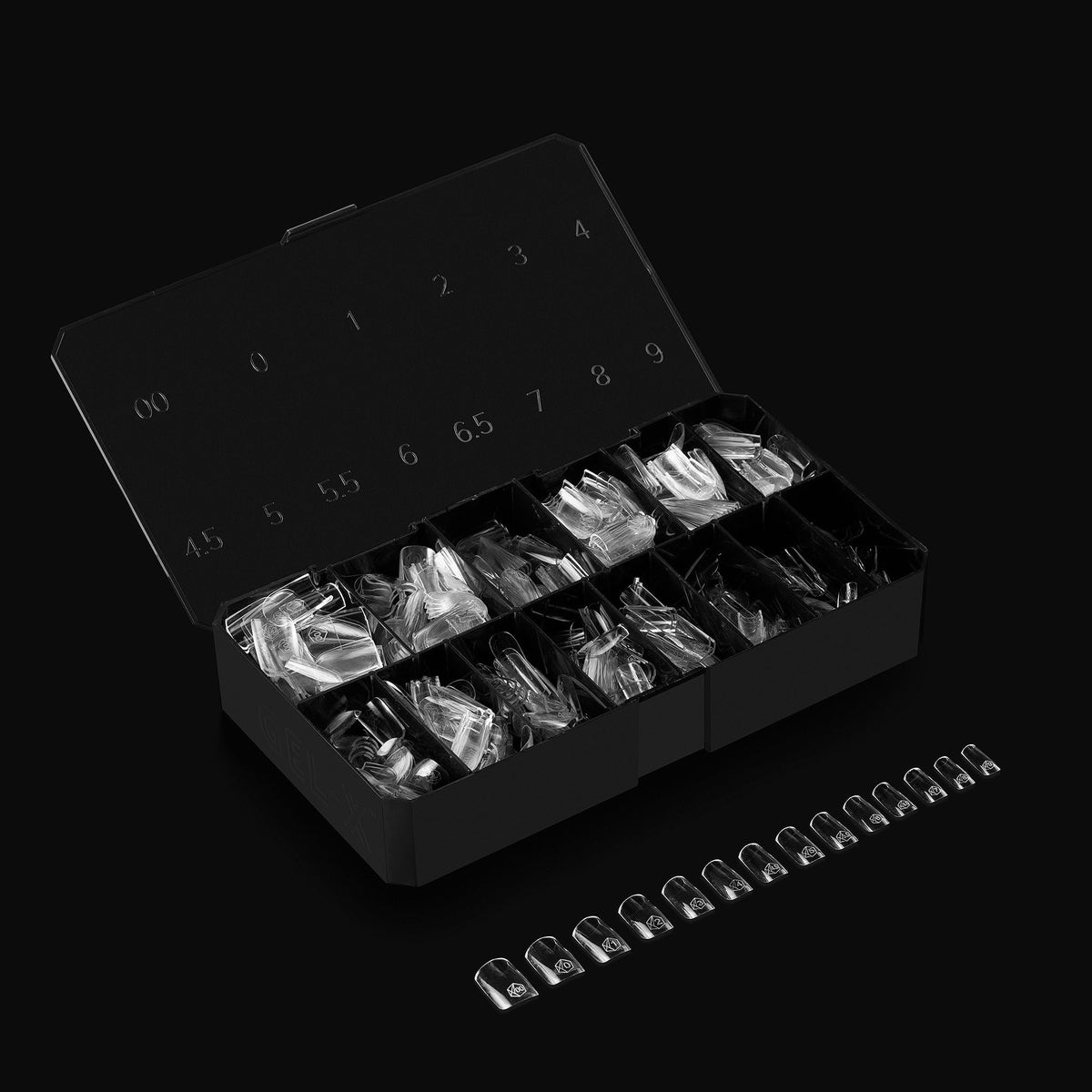 Aprés Gel-X® Square Box of Nail Tips | 280 Gel-X Tips, Soft Tips, 14 Sizes 00-9 | Half-sizes Included (Natural Square Short, 280 Count)