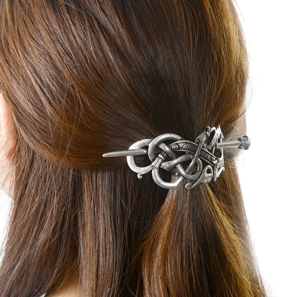 Viking Celtic Hair Slide Hairpins- Viking Hair Accessories Celtic Knot Hair Barrettes Antique Silver Hair Sticks Irish Hair Decor for Long Hair Beauty & Personal Care idavallen