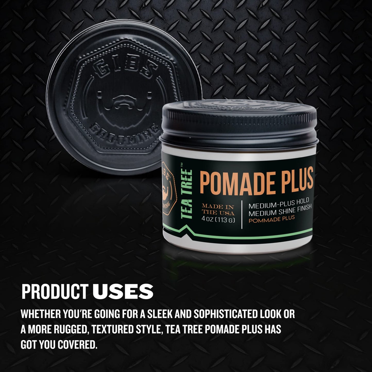 GIBS Tea Tree Pomade Plus, Medium-Plus Hold with Medium to High Shine, Clean ingredients and Made in USA, 4 oz Beauty & Personal Care GIBS