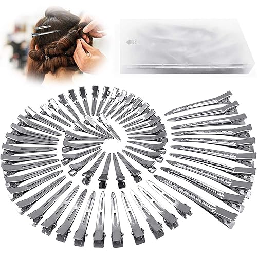 HiJeaton 60Pcs Metal Duck Billed Hair Clips for Women Styling Sectioning, Silver Hair Pins for Long Hair, Alligator Curl Loc Clips for Thick Hair Beauty & Personal Care HiJeaton