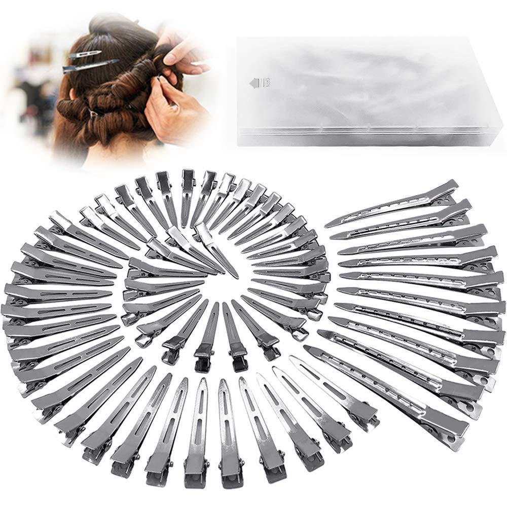 HiJeaton 60Pcs Metal Duck Billed Hair Clips for Women Styling Sectioning, Silver Hair Pins for Long Hair, Alligator Curl Loc Clips for Thick Hair Beauty & Personal Care HiJeaton