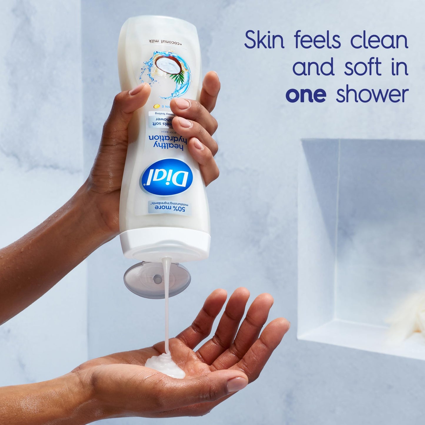 Dial Body Wash, Healthy Hydration, Coconut Milk + Vitamin E, 16 fl oz (Pack of 4), Gentle, Leaves Skin Feeling Soft In 1 Shower, Dermatologist-Tested Beauty & Personal Care Dial
