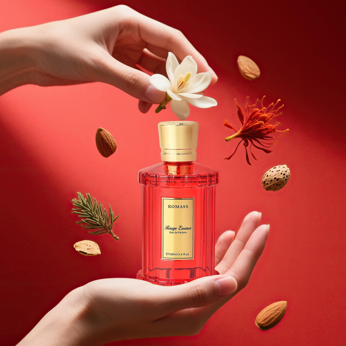 ROMASS Rouge Essence Luxe Eau De Perfume - 8+ Hours Long-Lasting Fragrance with Vibrant Saffron, Warm Amber, Woody Accords & Creamy Almond Notes100ml Beauty & Personal Care ROMASS