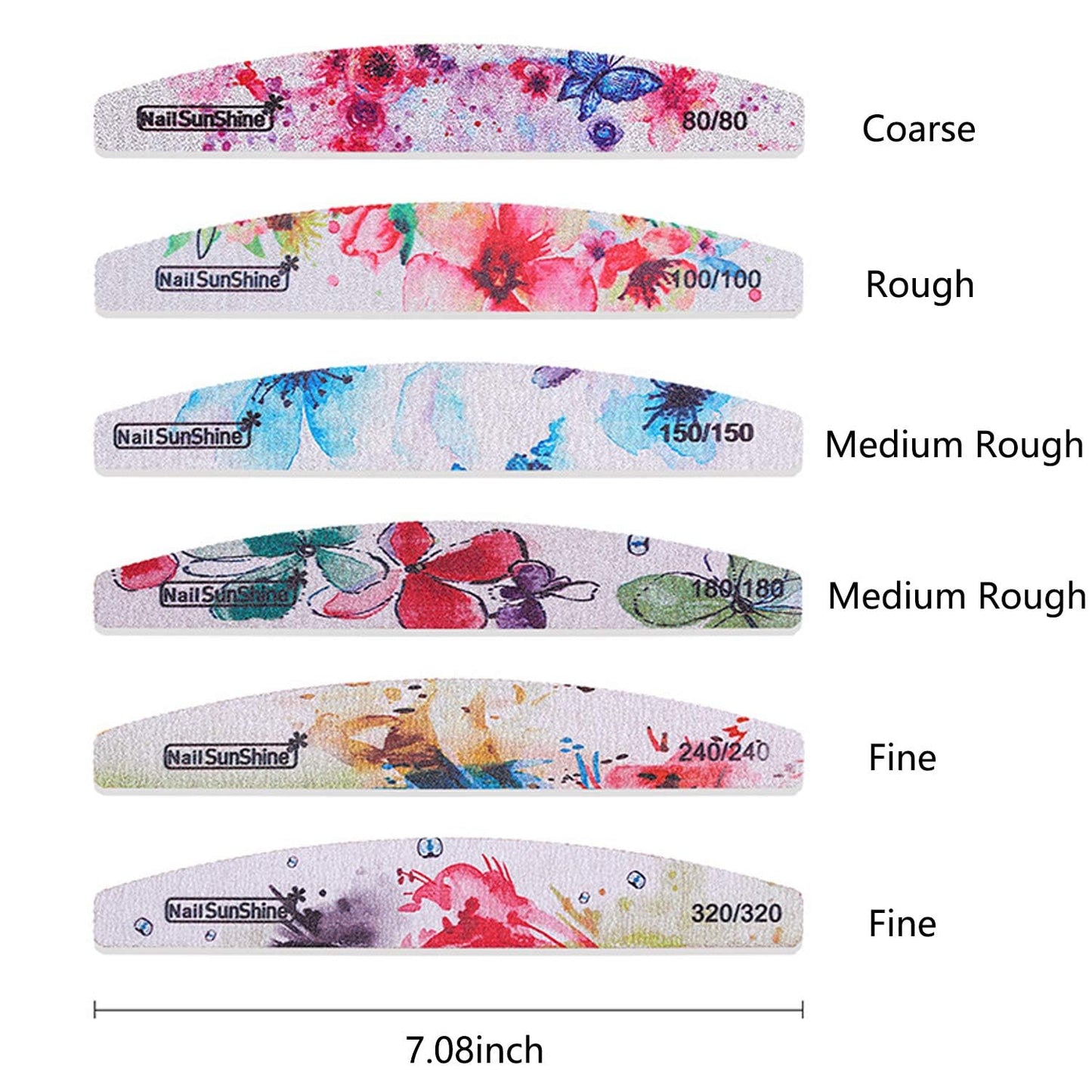 6 PCS Different Grit Nail Files and Buffers, Flower Pattern Emery Board (80-320 Grit) Professional Manicure Tools for Home and Salon Use Beauty & Personal Care EBANKU