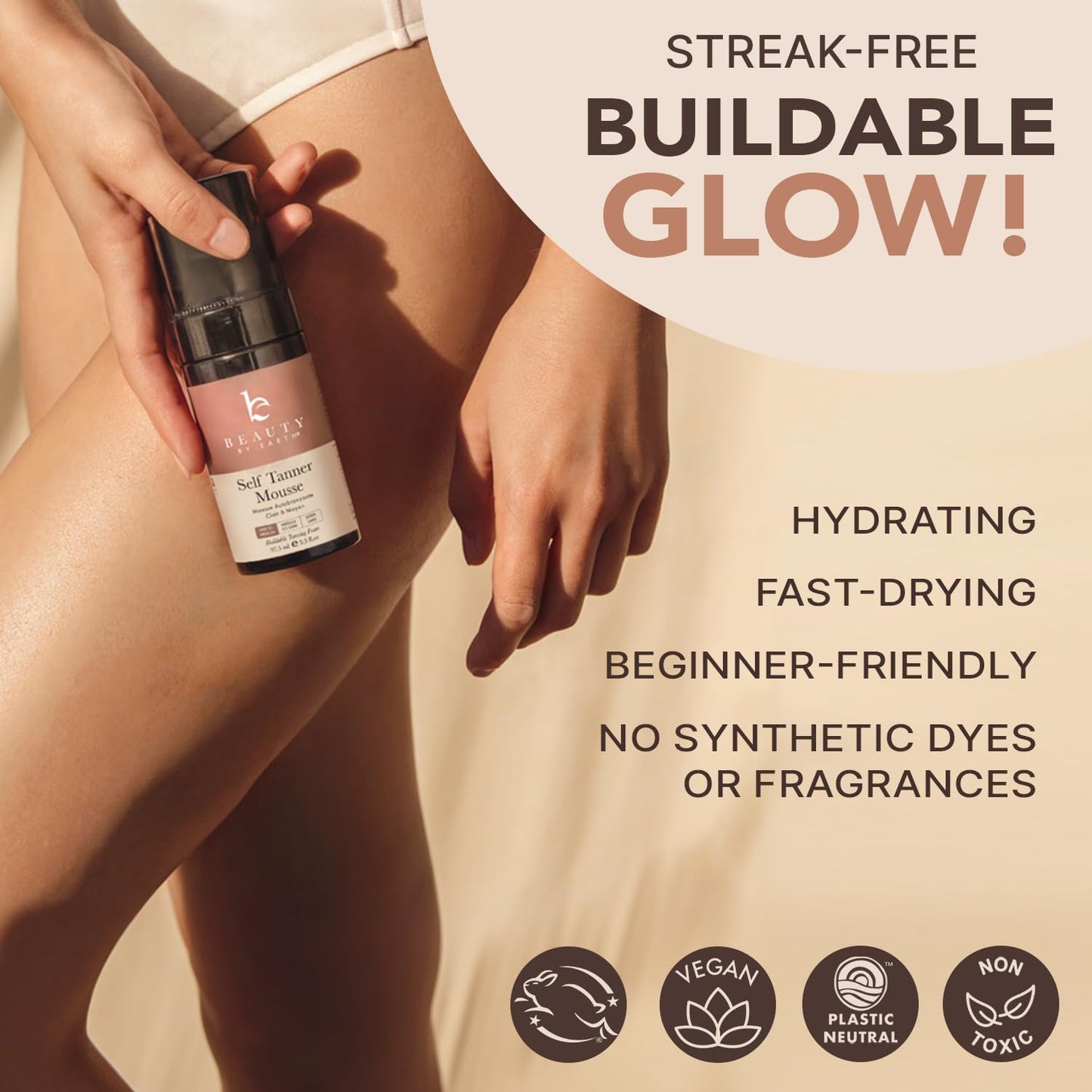 Self Tanner Mousse - USA Made with Natural & Organic Ingredients, Self Tanning Mousse for Fake Tan, Sunless Tanner for Pale Skin, Clear & Non Toxic Beauty & Personal Care Beauty by Earth