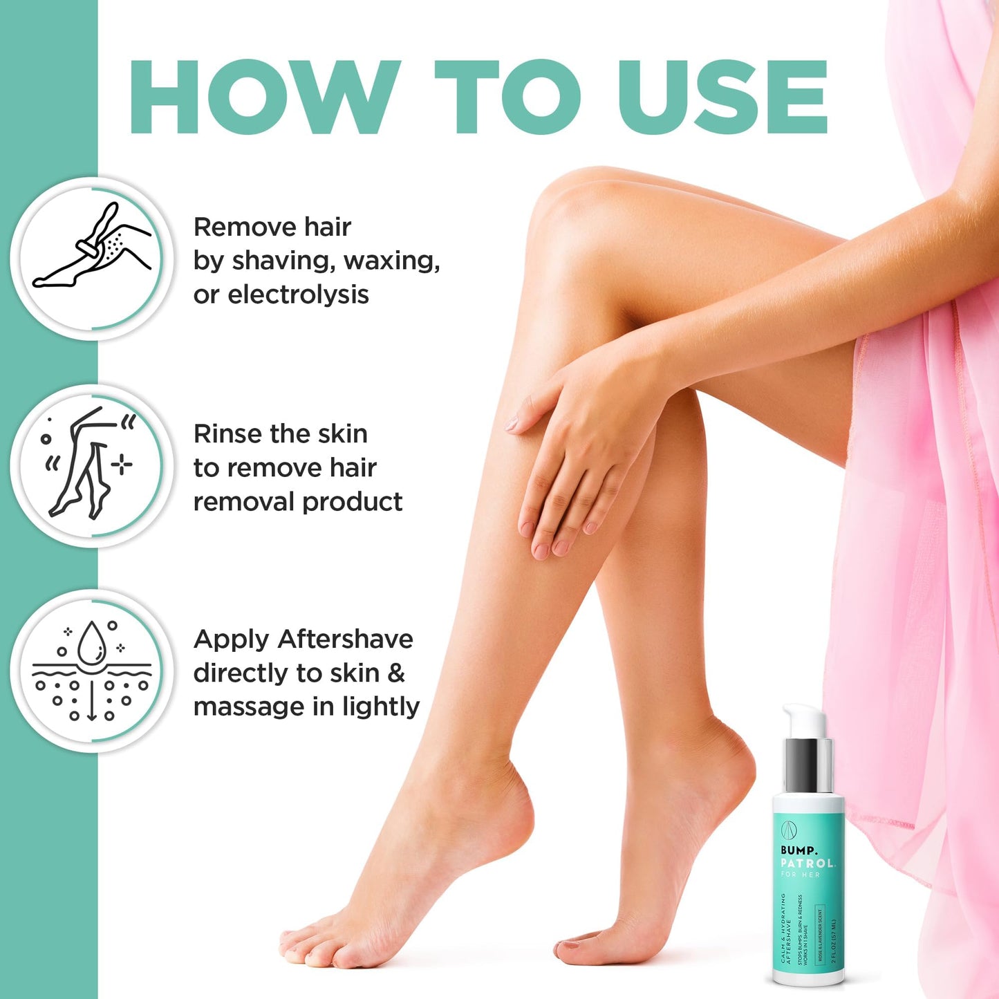 Bump Patrol For Her Calm and Hydrating Aftershave for Women - Razor Burn, Razor Bump Treatment and Ingrown Hair Treatment for Bikini Area, Underarms Beauty and Personal Care Bump Patrol