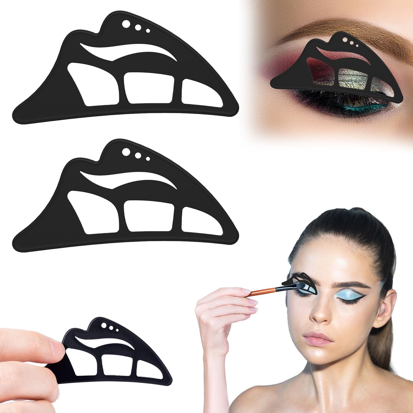NFAMRZCAR 2PC Eyeshadow Stencil 5 in 1 Silicone Eyeshadow Tool,Reusable Eye Makeup Aid Stencils,Eye Makeup Aid, for Make Up Beginners&Women (Black) Beauty & Personal Care NFAMRZCAR